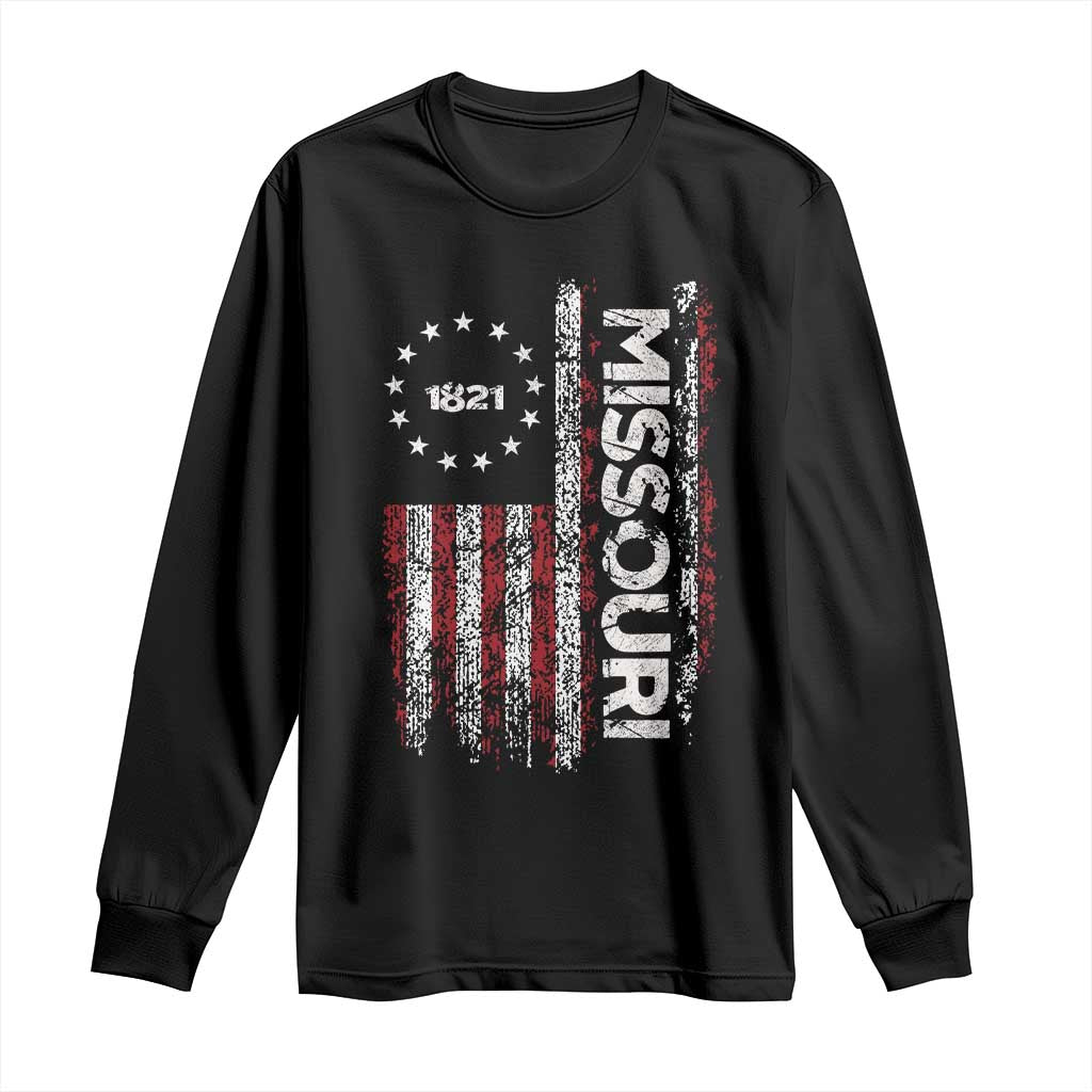 Missouri Missourian MO American Flag Established 1821 Long Sleeve Shirt TS14 Black Print Your Wear