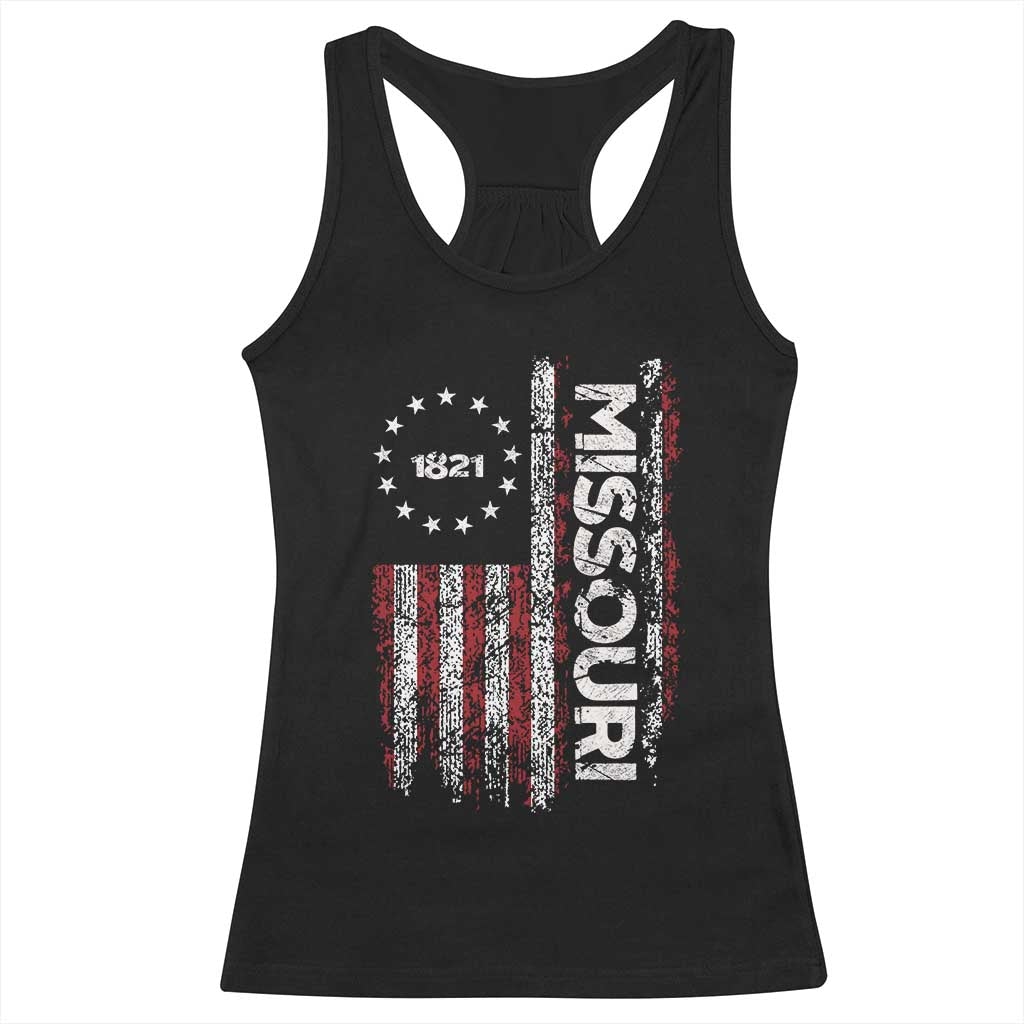 Missouri Missourian MO American Flag Established 1821 Racerback Tank Top TS14 Black Print Your Wear