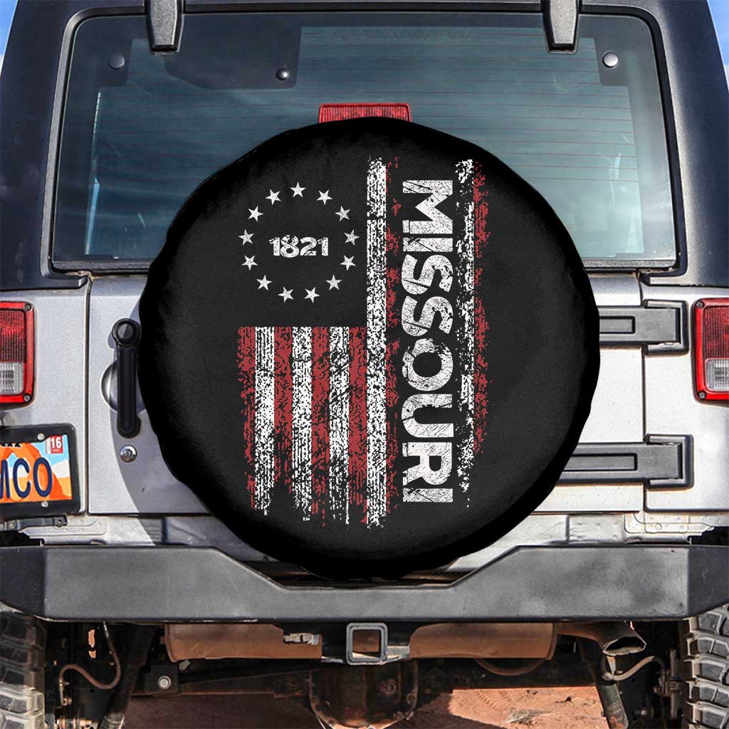 Missouri Missourian MO American Flag Established 1821 Spare Tire Cover TS14 No hole Black Print Your Wear