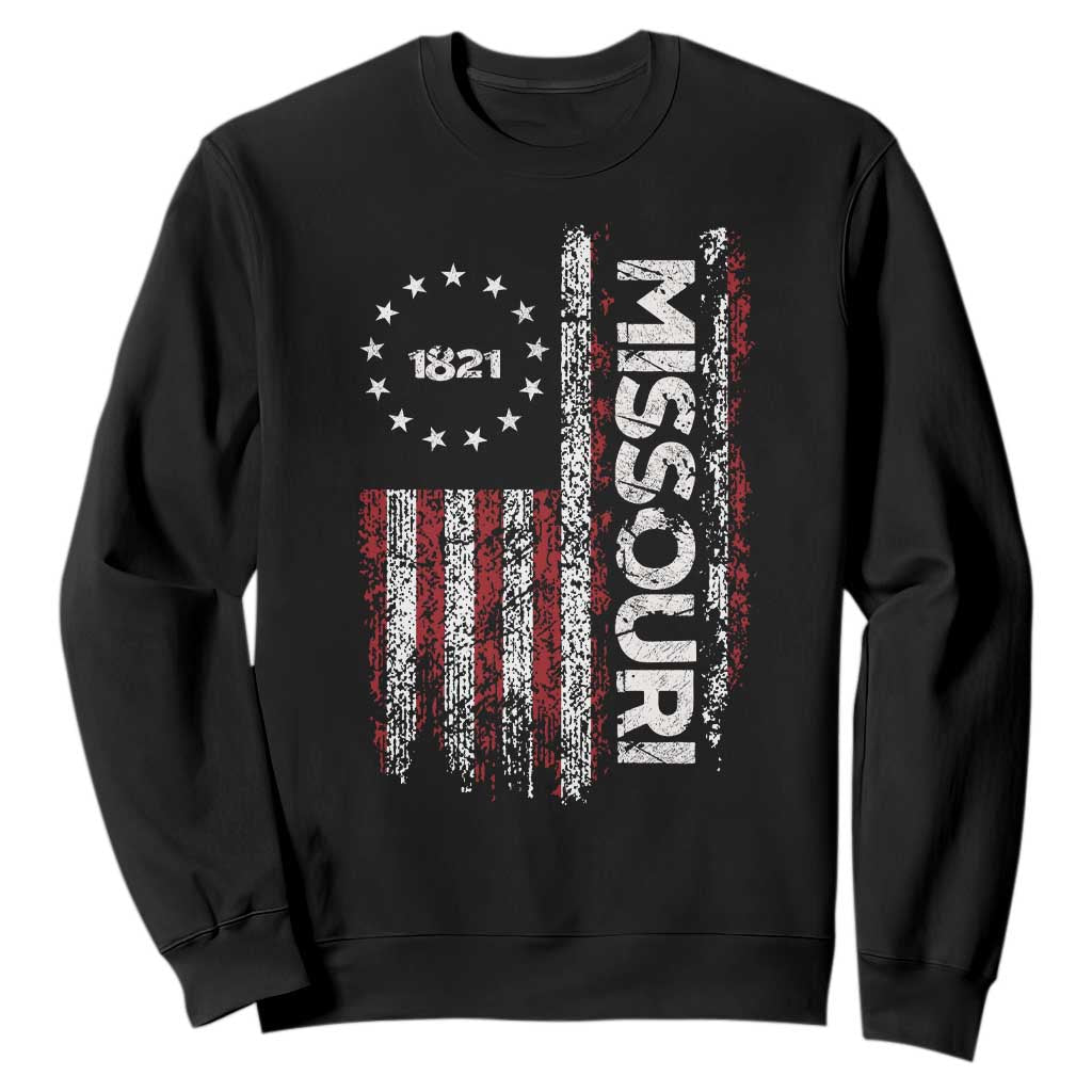 Missouri Missourian MO American Flag Established 1821 Sweatshirt TS14 Black Print Your Wear