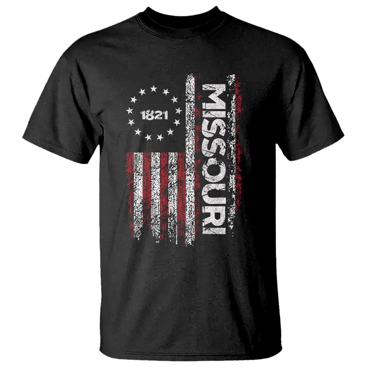 Missouri Missourian MO American Flag Established 1821 T Shirt TS14 Black Print Your Wear