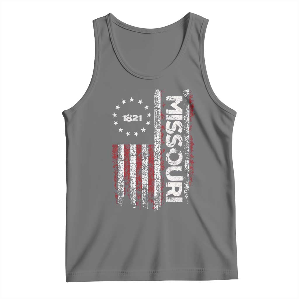 Missouri Missourian MO American Flag Established 1821 Tank Top TS14 Black Heather Print Your Wear