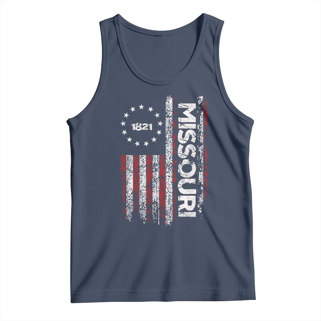 Missouri Missourian MO American Flag Established 1821 Tank Top TS14 Navy Print Your Wear