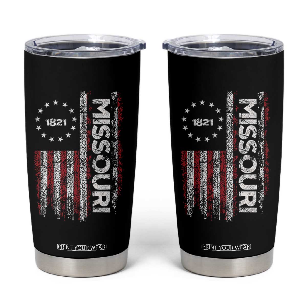 Missouri Missourian MO American Flag Established 1821 Tumbler Cup TS14 Black Print Your Wear