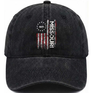Missouri Missourian MO American Flag Established 1821 Washed Cotton Baseball Cap TS14 Print Your Wear