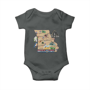 Missouri Map Landmarks Major Cities Roads Flag Baby Onesie