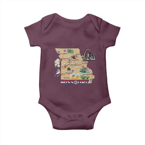 Missouri Map Landmarks Major Cities Roads Flag Baby Onesie