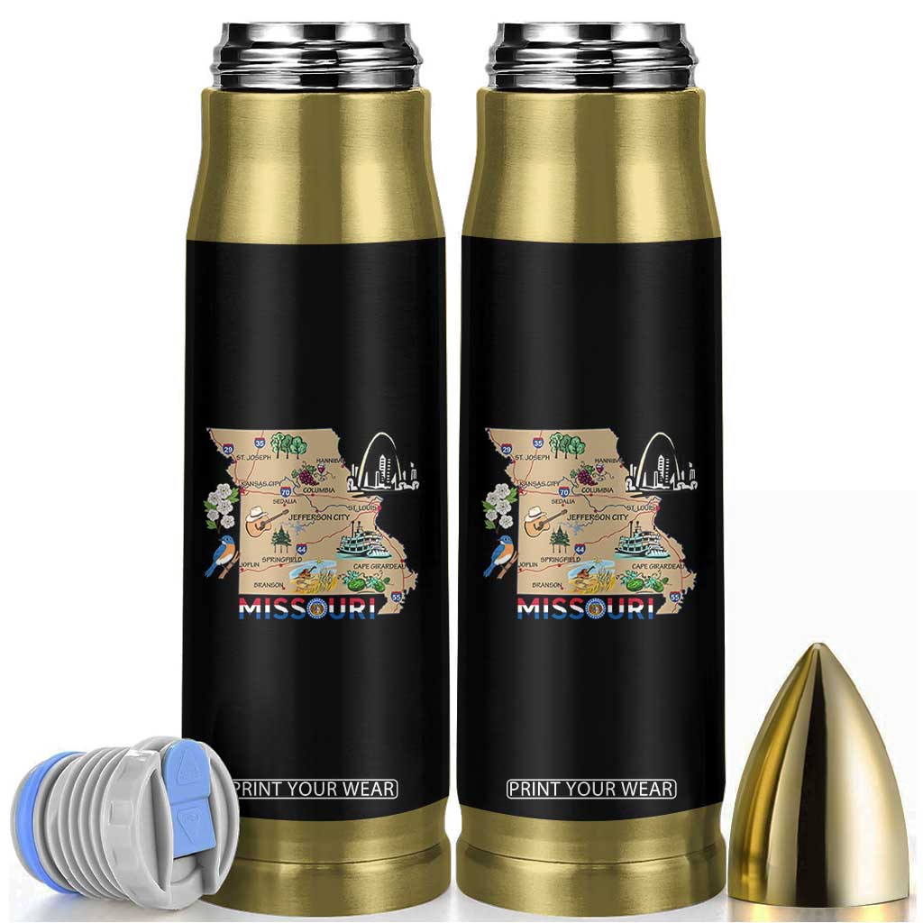 Missouri Map Landmarks Major Cities Roads Flag Bullet Tumbler