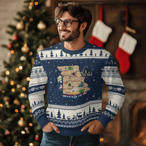Missouri Map Landmarks Major Cities Roads Flag Ugly Christmas Sweater
