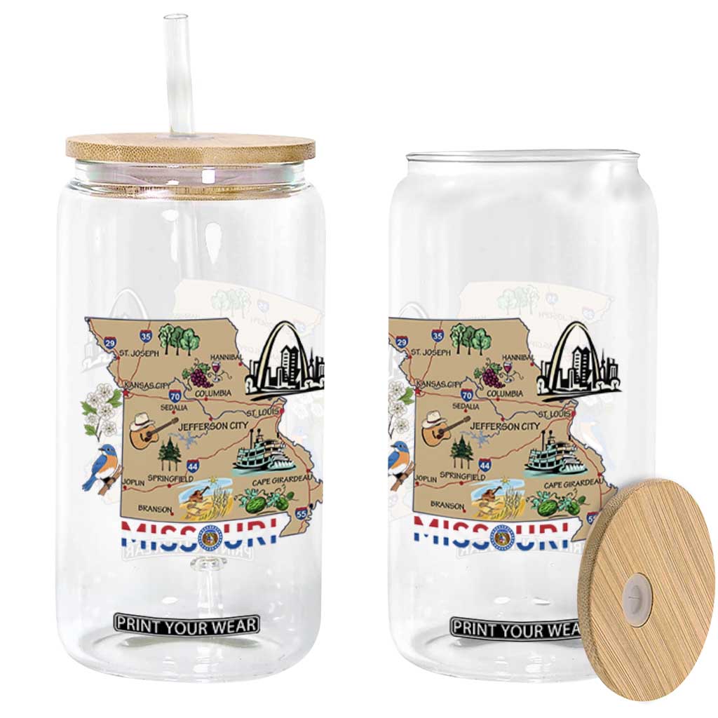 Missouri Map Landmarks Major Cities Roads Flag Glass Can
