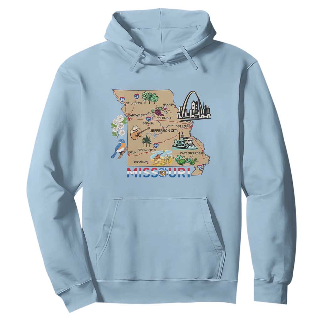 Missouri Map Landmarks Major Cities Roads Flag Hoodie