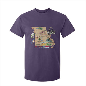 Missouri Map Landmarks Major Cities Roads Flag T Shirt For Kid