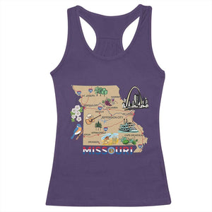 Missouri Map Landmarks Major Cities Roads Flag Racerback Tank Top