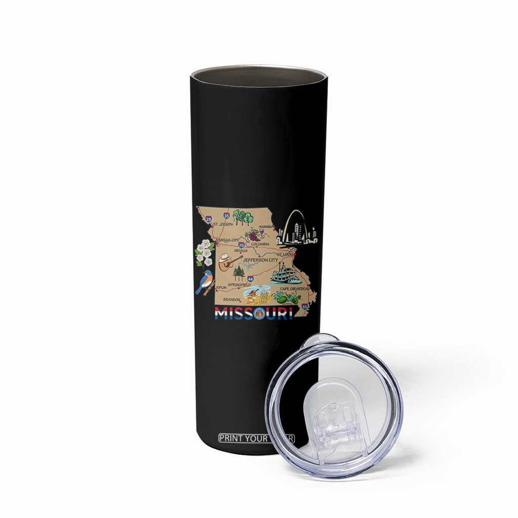 Missouri Map Landmarks Major Cities Roads Flag Skinny Tumbler