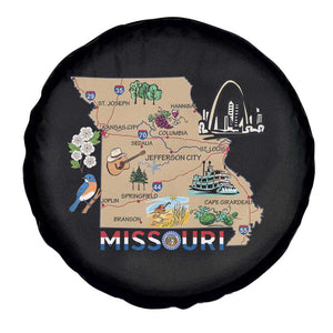 Missouri Map Landmarks Major Cities Roads Flag Spare Tire Cover