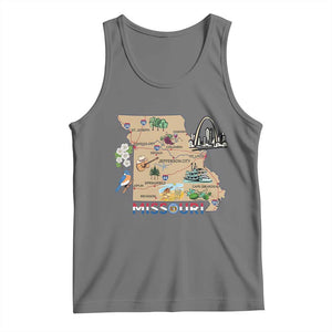 Missouri Map Landmarks Major Cities Roads Flag Tank Top