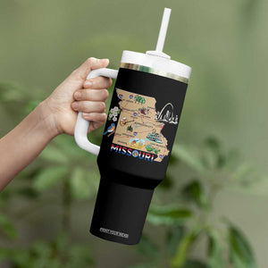 Missouri Map Landmarks Major Cities Roads Flag Tumbler With Handle