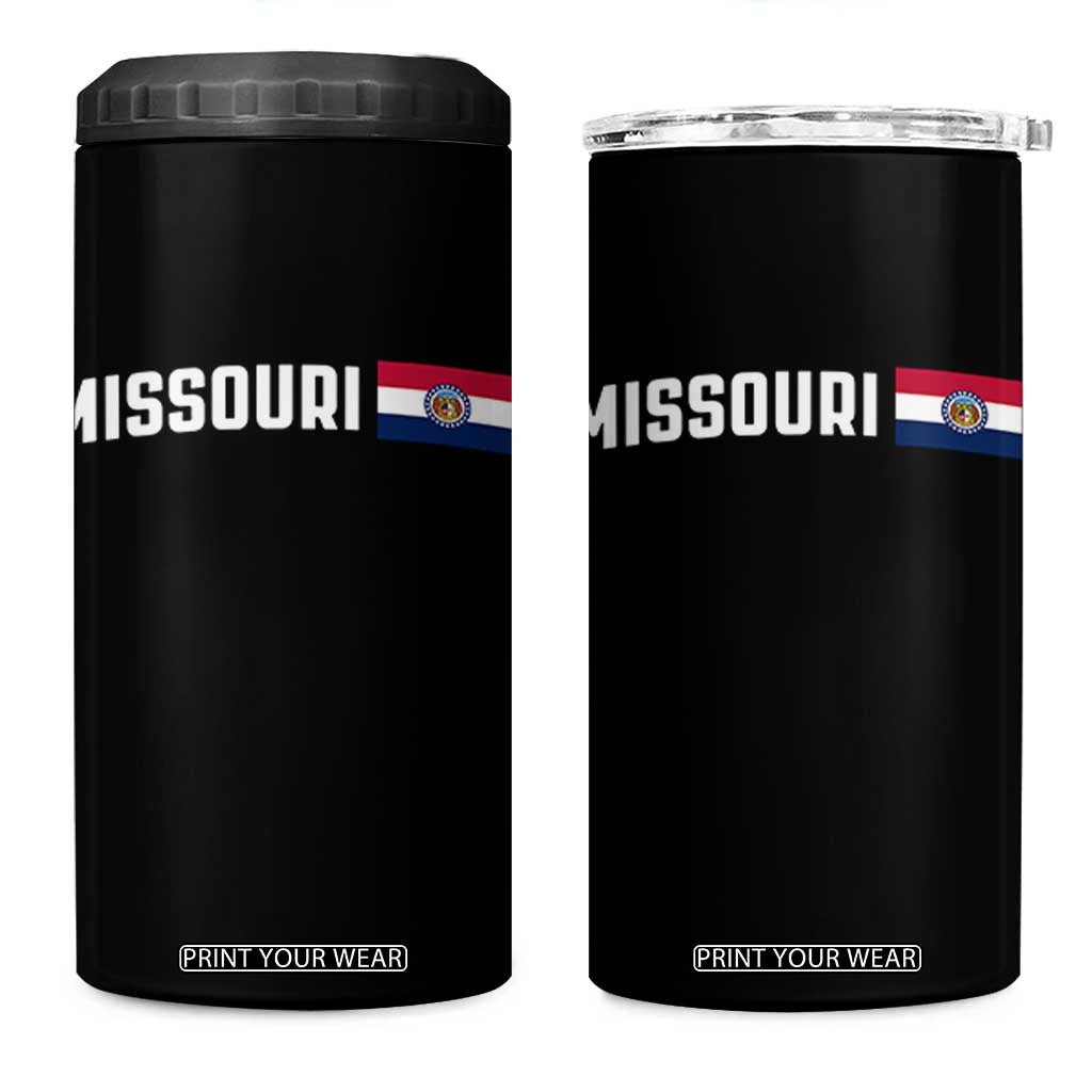 Missouri Missourian MO State Flag 4 in 1 Can Cooler Tumbler TS14 One Size: 16 oz Black Print Your Wear
