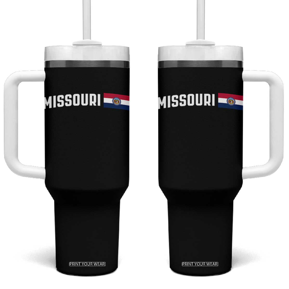 Missouri Missourian MO State Flag Tumbler With Handle TS14 One Size: 40 oz Black Print Your Wear