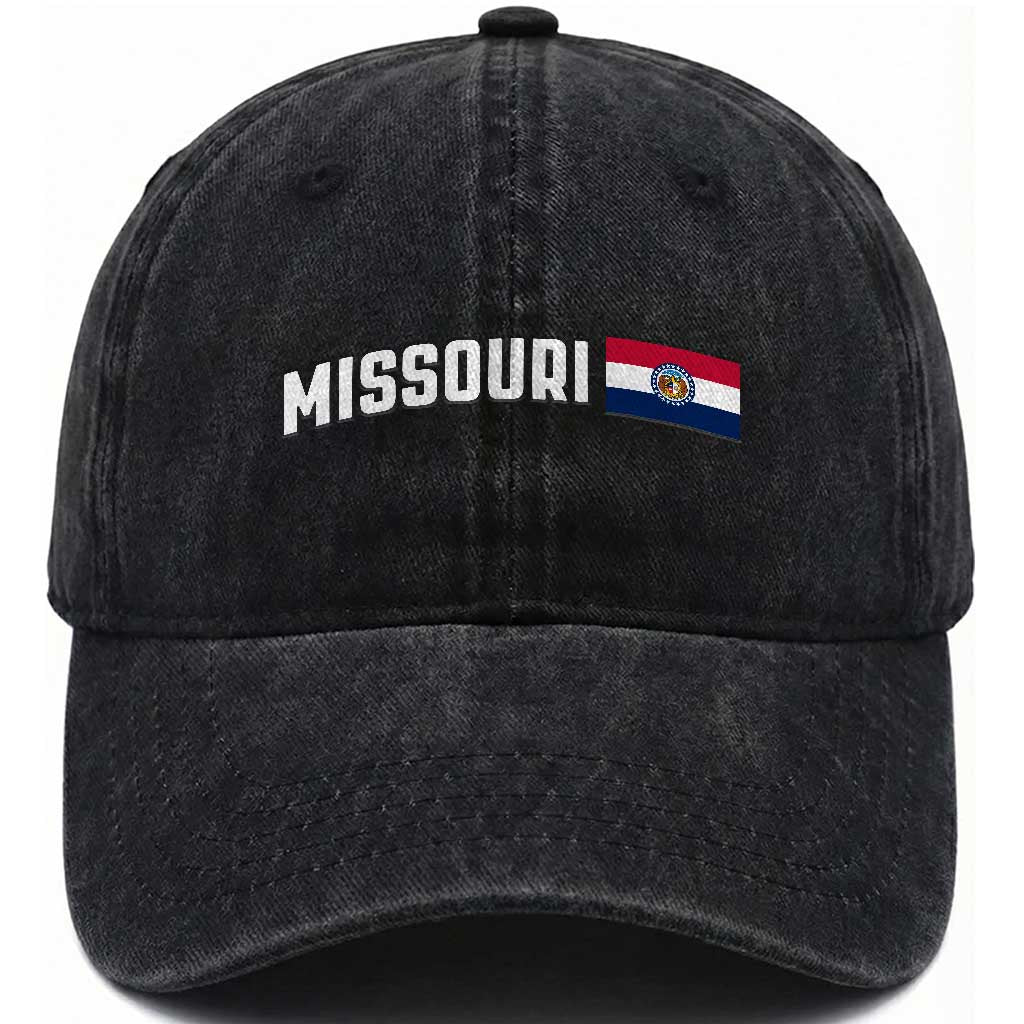 Missouri Missourian MO State Flag Washed Cotton Baseball Cap TS14 Print Your Wear