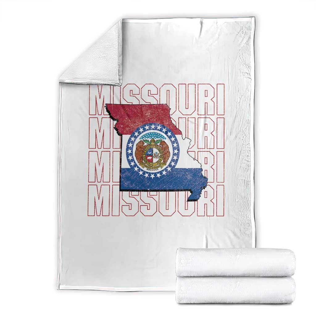Missouri Flag Map State Distressed Throw Blanket TS14 White Print Your Wear