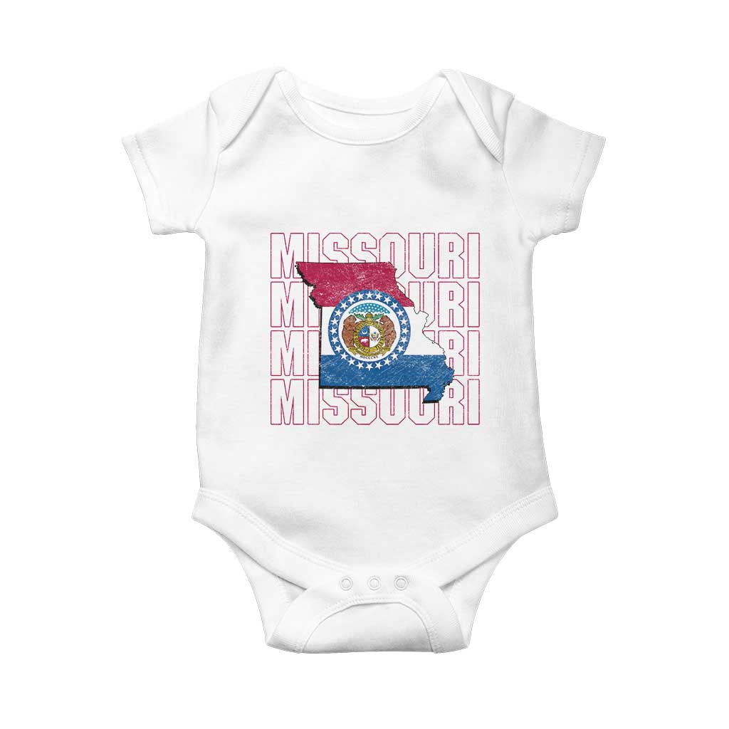 Missouri Flag Map State Distressed Baby Onesie TS14 White Print Your Wear