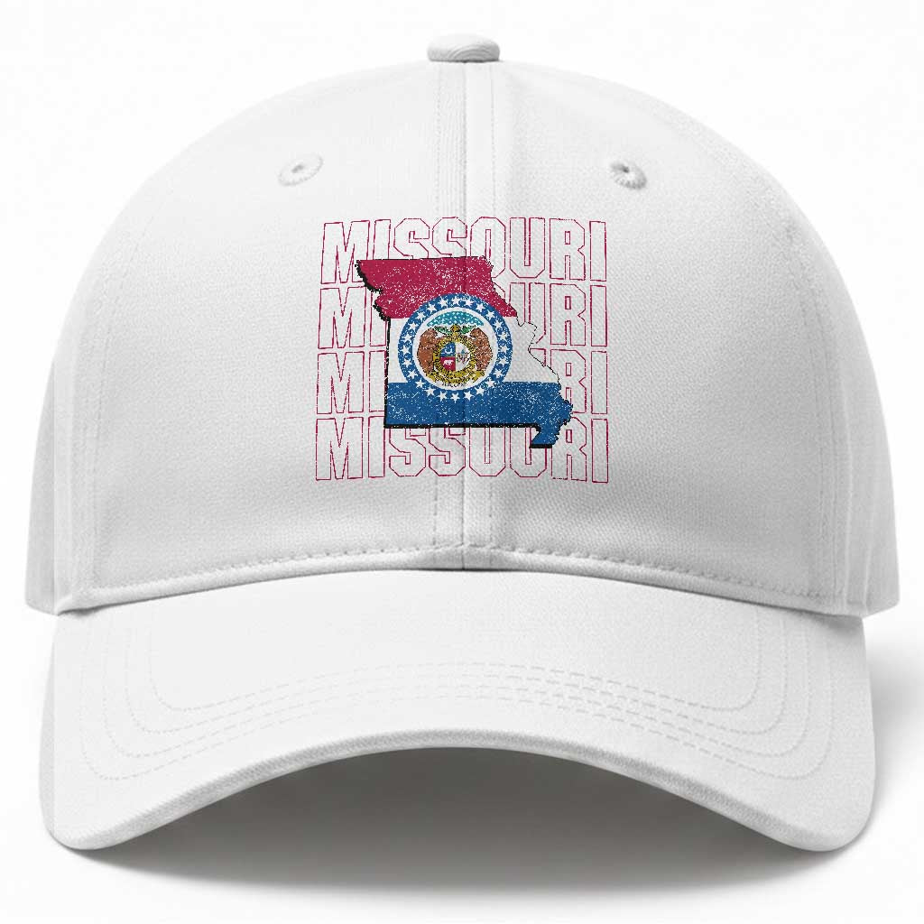 Missouri Flag Map State Distressed Baseball Cap TS14 Print Your Wear