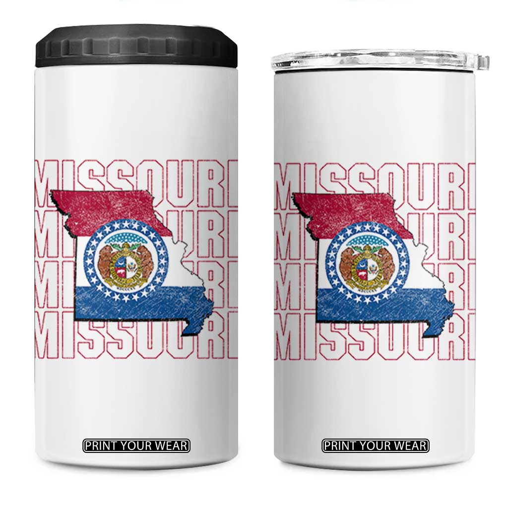 Missouri Flag Map State Distressed 4 in 1 Can Cooler Tumbler TS14 One Size: 16 oz White Print Your Wear