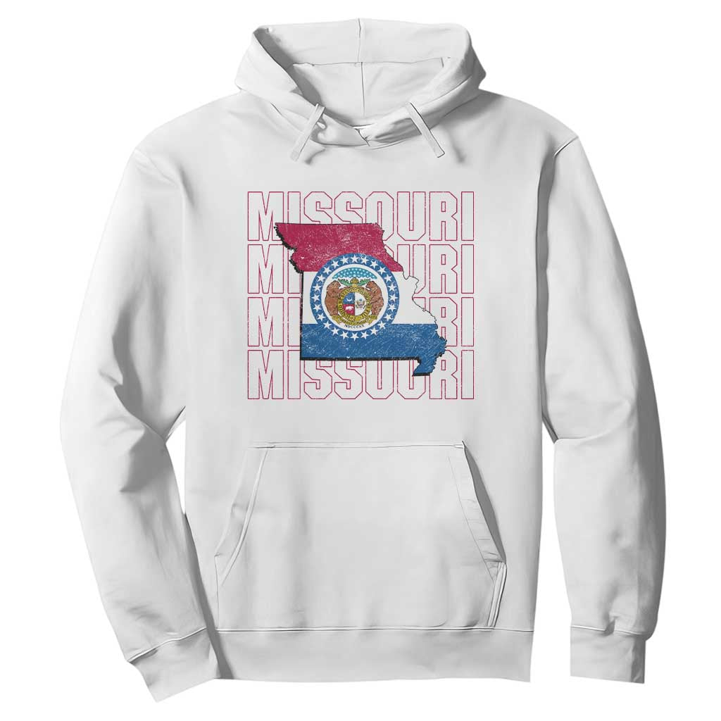 Missouri Flag Map State Distressed Hoodie TS14 White Print Your Wear