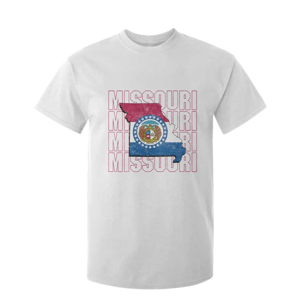 Missouri Flag Map State Distressed T Shirt For Kid TS14 White Print Your Wear