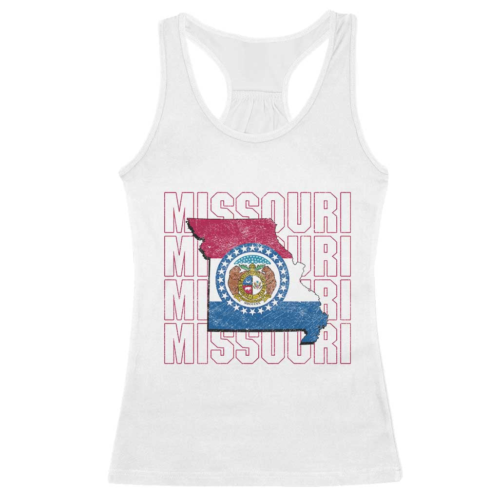 Missouri Flag Map State Distressed Racerback Tank Top TS14 White Print Your Wear