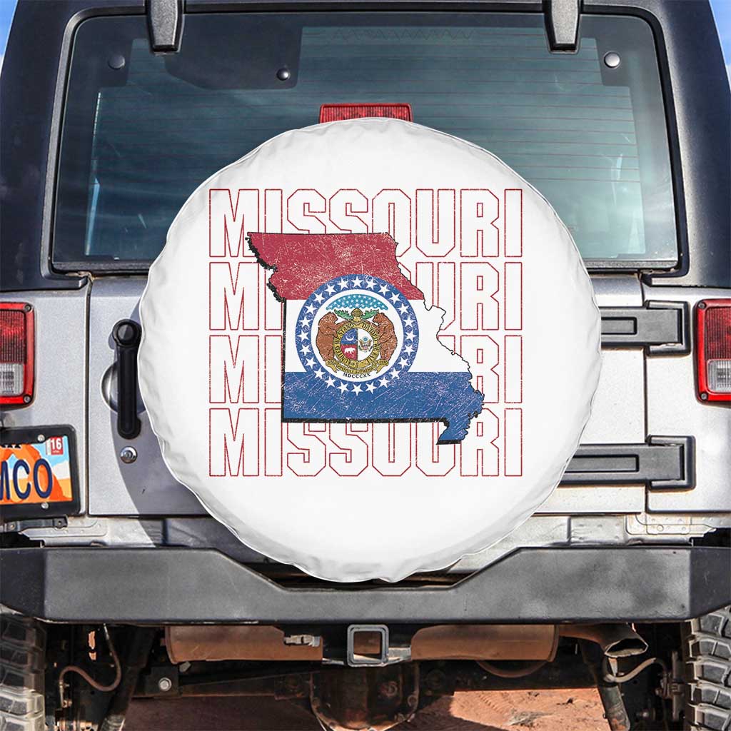 Missouri Flag Map State Distressed Spare Tire Cover TS14 No hole White Print Your Wear