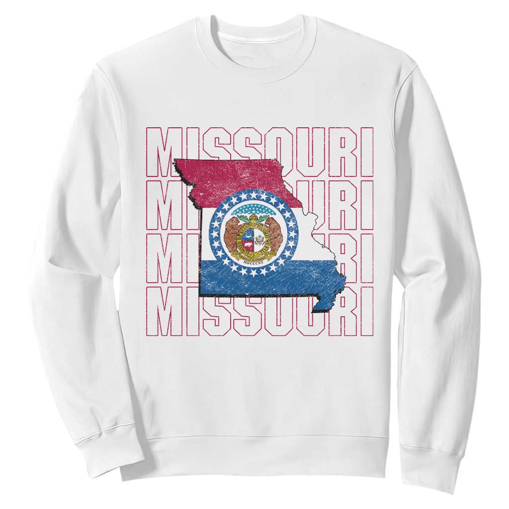 Missouri Flag Map State Distressed Sweatshirt TS14 White Print Your Wear