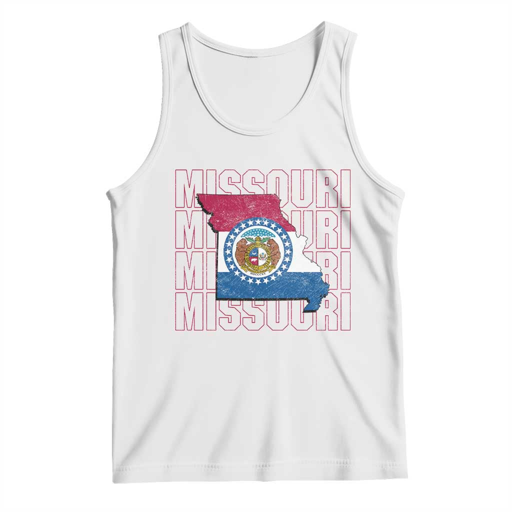 Missouri Flag Map State Distressed Tank Top TS14 White Print Your Wear