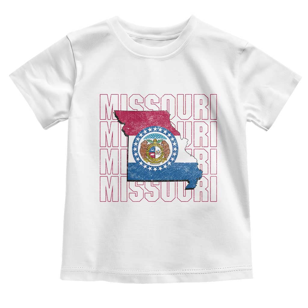 Missouri Flag Map State Distressed Toddler T Shirt TS14 White Print Your Wear