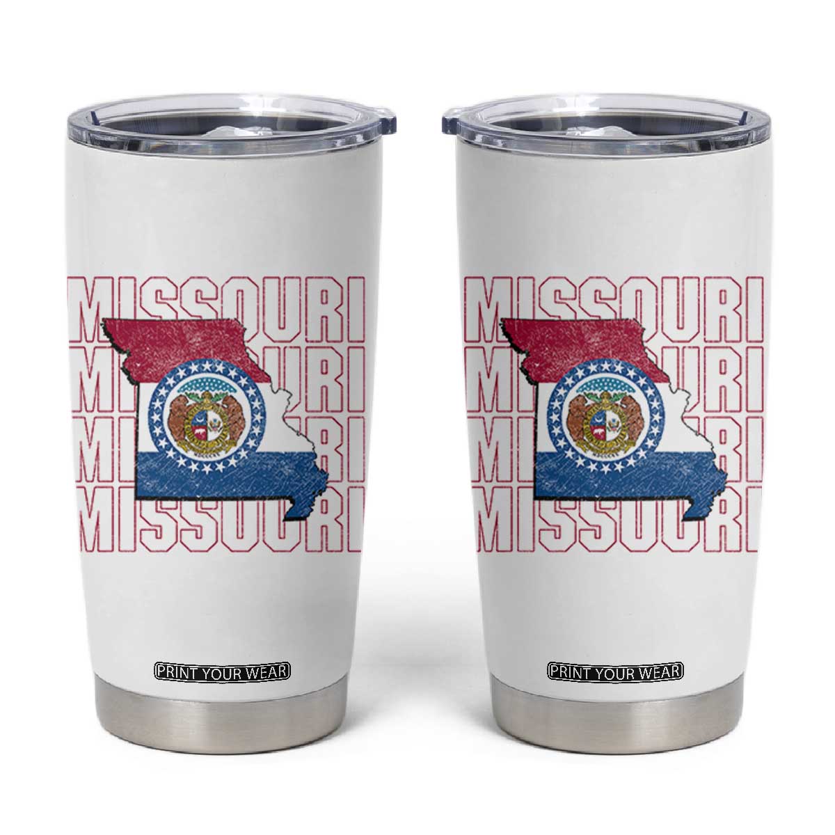 Missouri Flag Map State Distressed Tumbler Cup TS14 White Print Your Wear