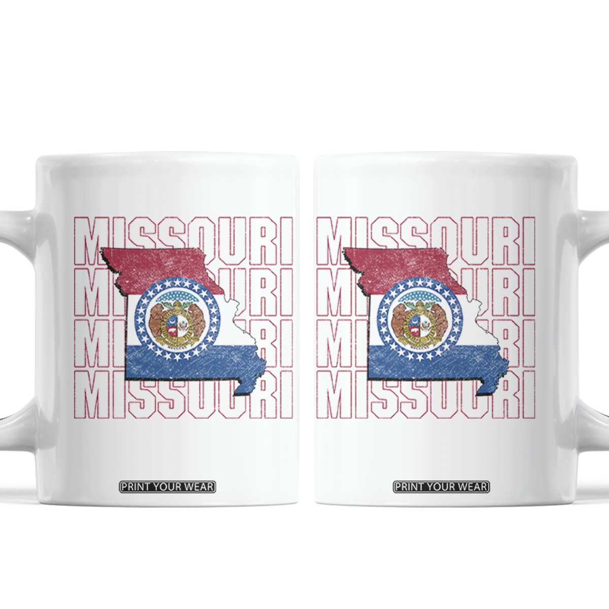 Missouri Flag Map State Distressed Coffee Mug TS14 White Print Your Wear