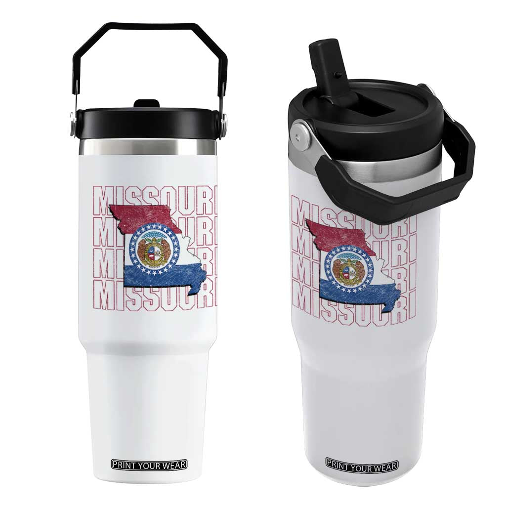 Missouri Flag Map State Distressed Flip Straw Tumbler TS14 One Size: 30 oz White Print Your Wear