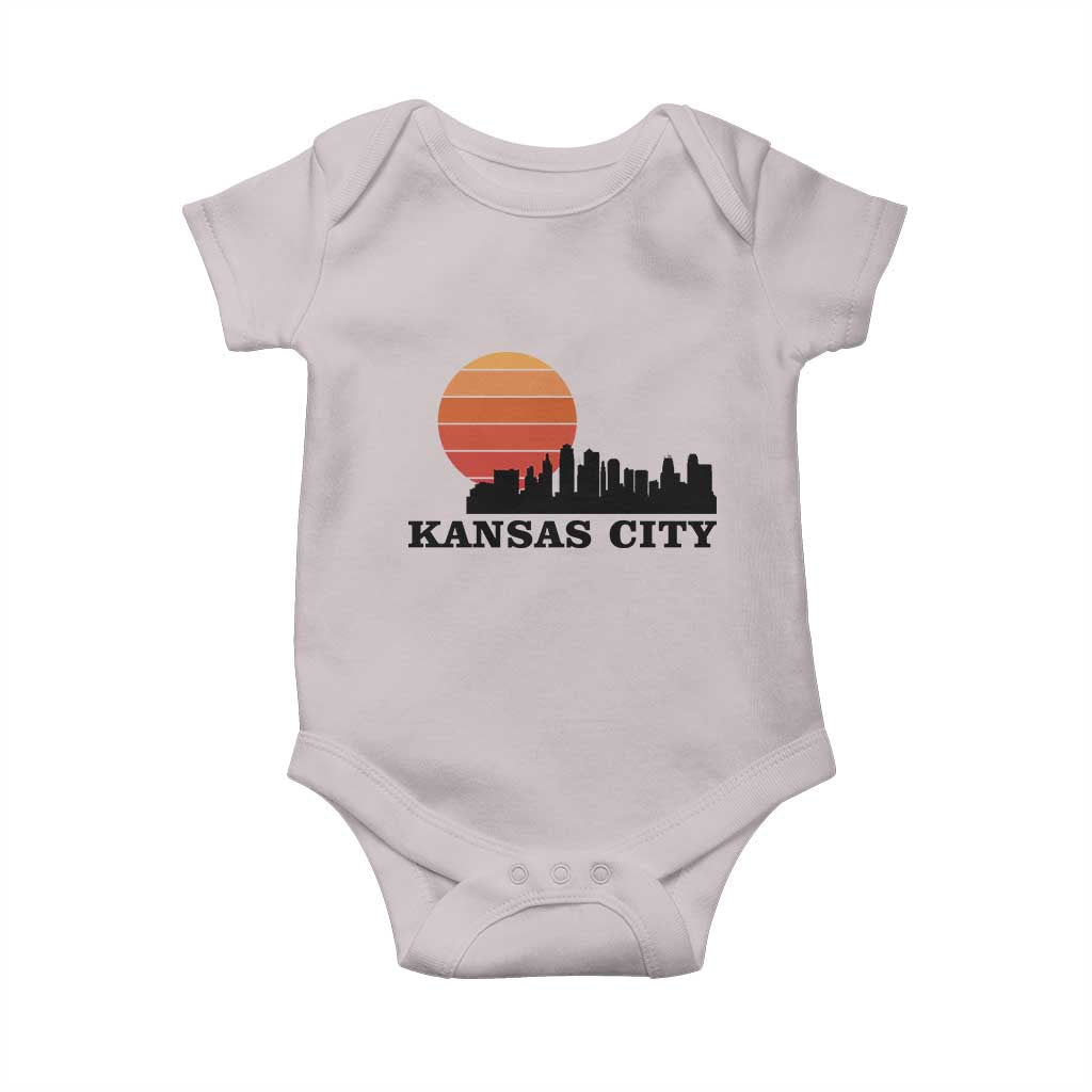 Kansas City Missouri Retro 80s Style Baby Onesie TS14 Ice Gray Print Your Wear