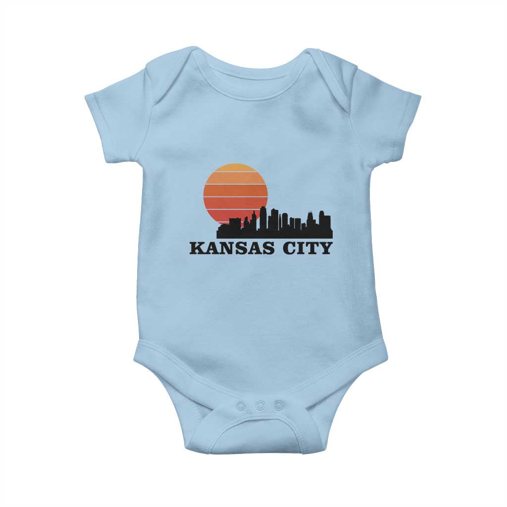Kansas City Missouri Retro 80s Style Baby Onesie TS14 Light Blue Print Your Wear