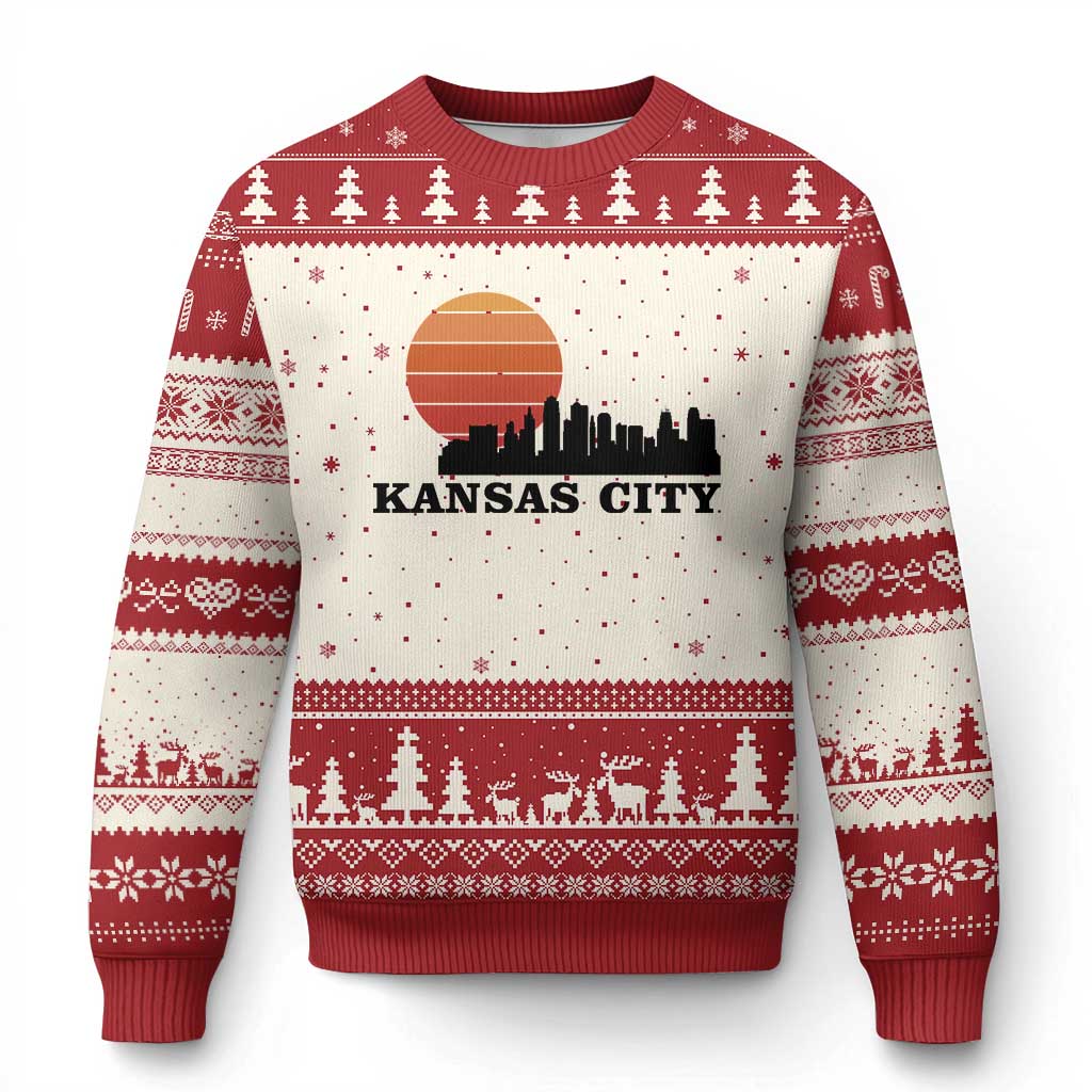 Kansas City Missouri Retro 80s Style Ugly Christmas Sweater TS14 Beige Red Print Your Wear