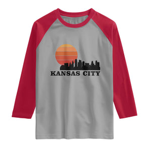 Kansas City Missouri Retro 80s Style Raglan Shirt TS14 Sport Gray Red Print Your Wear