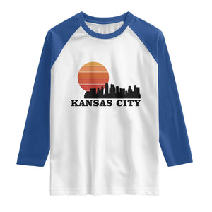 Kansas City Missouri Retro 80s Style Raglan Shirt TS14 White Royal Print Your Wear