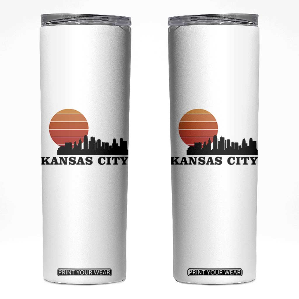 Kansas City Missouri Retro 80s Style Skinny Tumbler TS14 White Print Your Wear