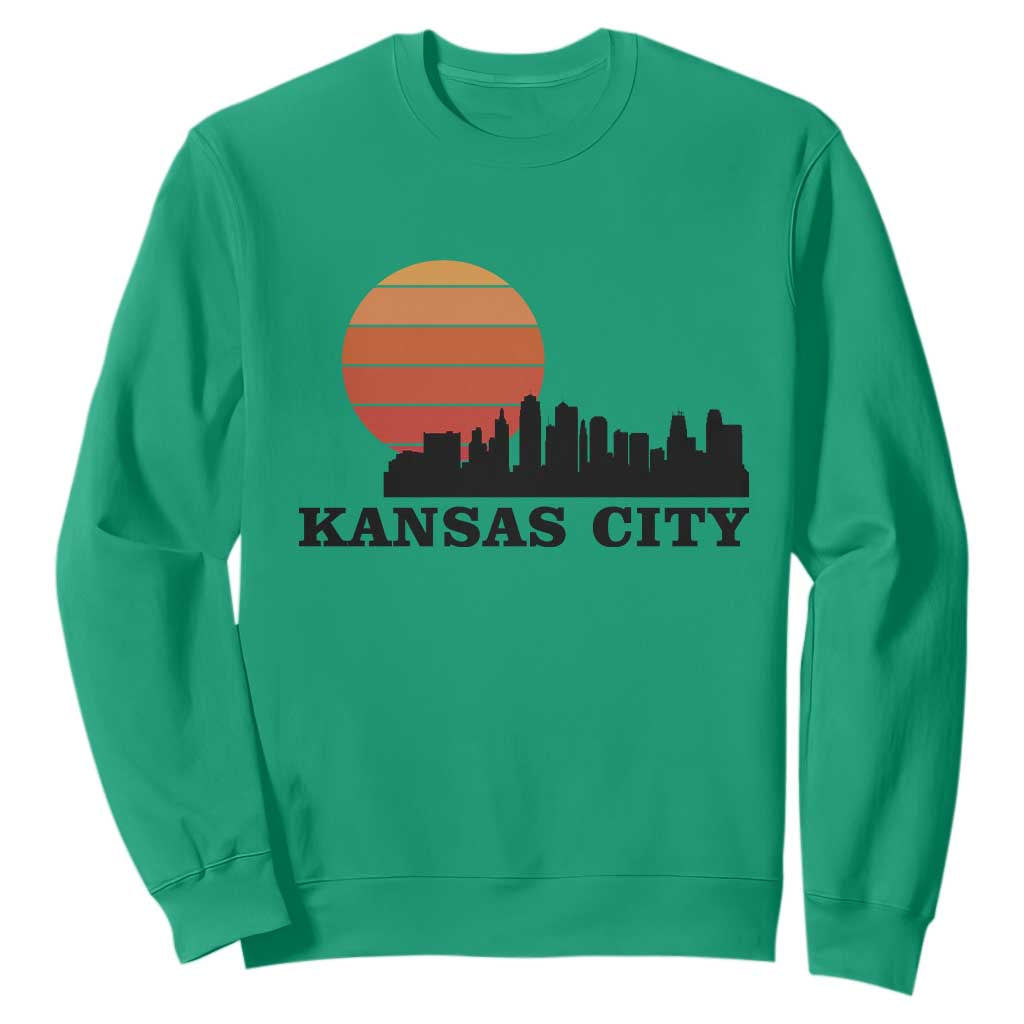Kansas City Missouri Retro 80s Style Sweatshirt TS14 Irish Green Print Your Wear