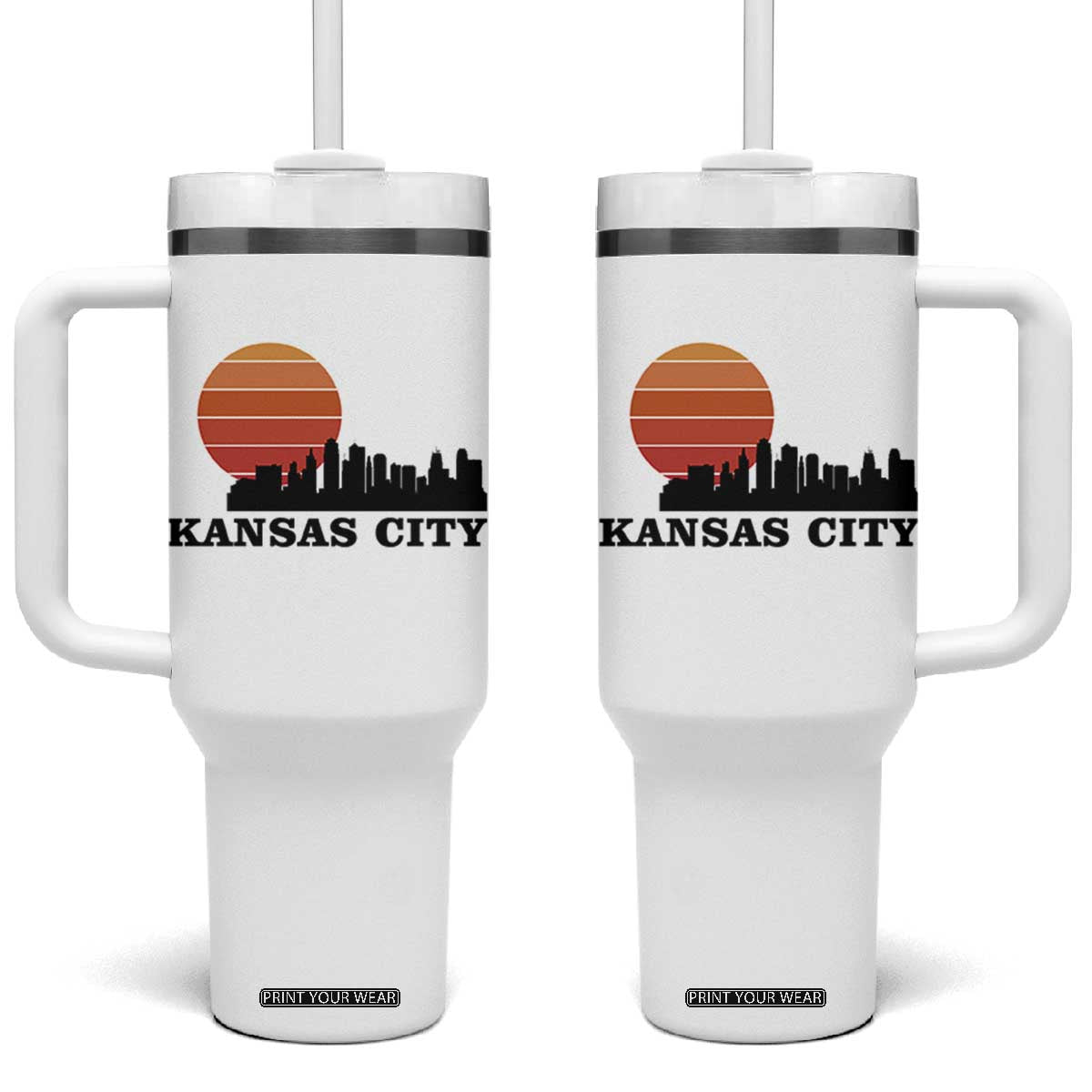 Kansas City Missouri Retro 80s Style Tumbler With Handle TS14 One Size: 40 oz White Print Your Wear