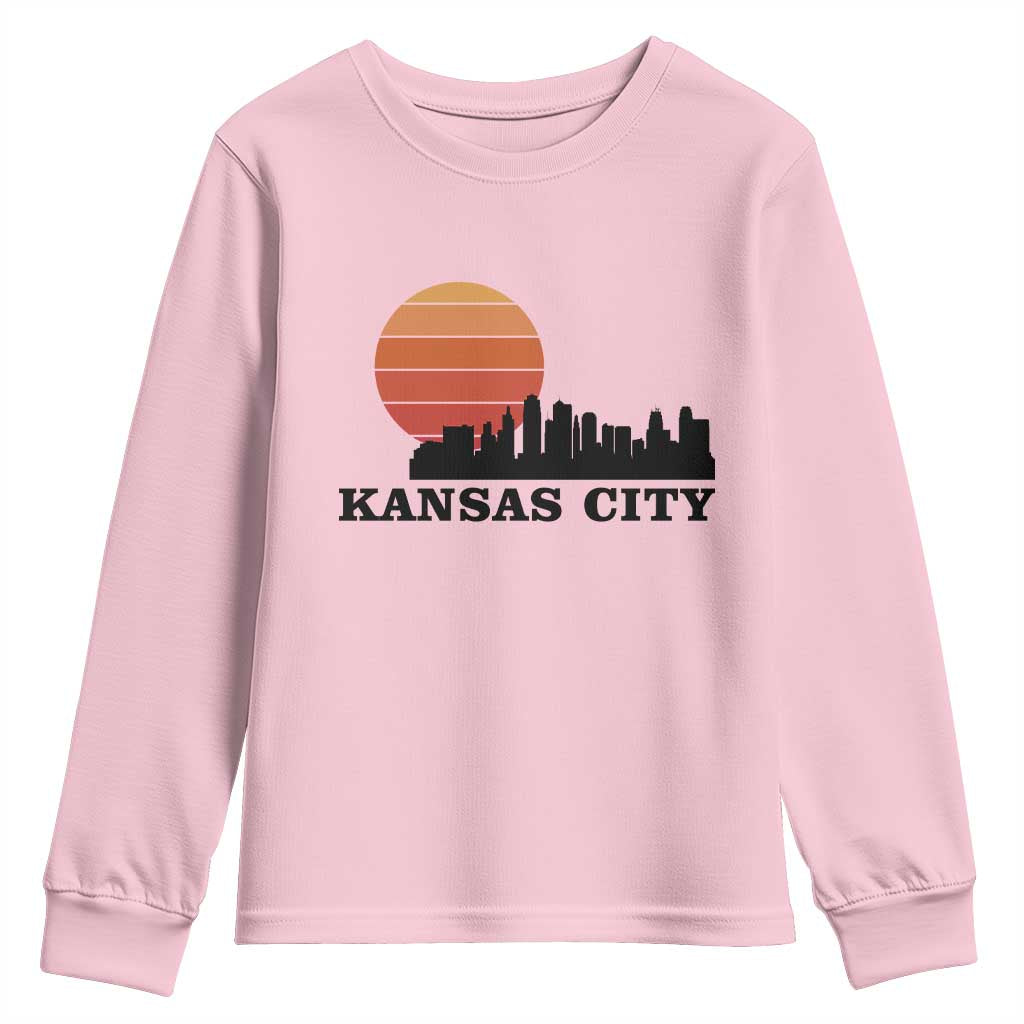 Kansas City Missouri Retro 80s Style Youth Sweatshirt TS14 Light Pink Print Your Wear