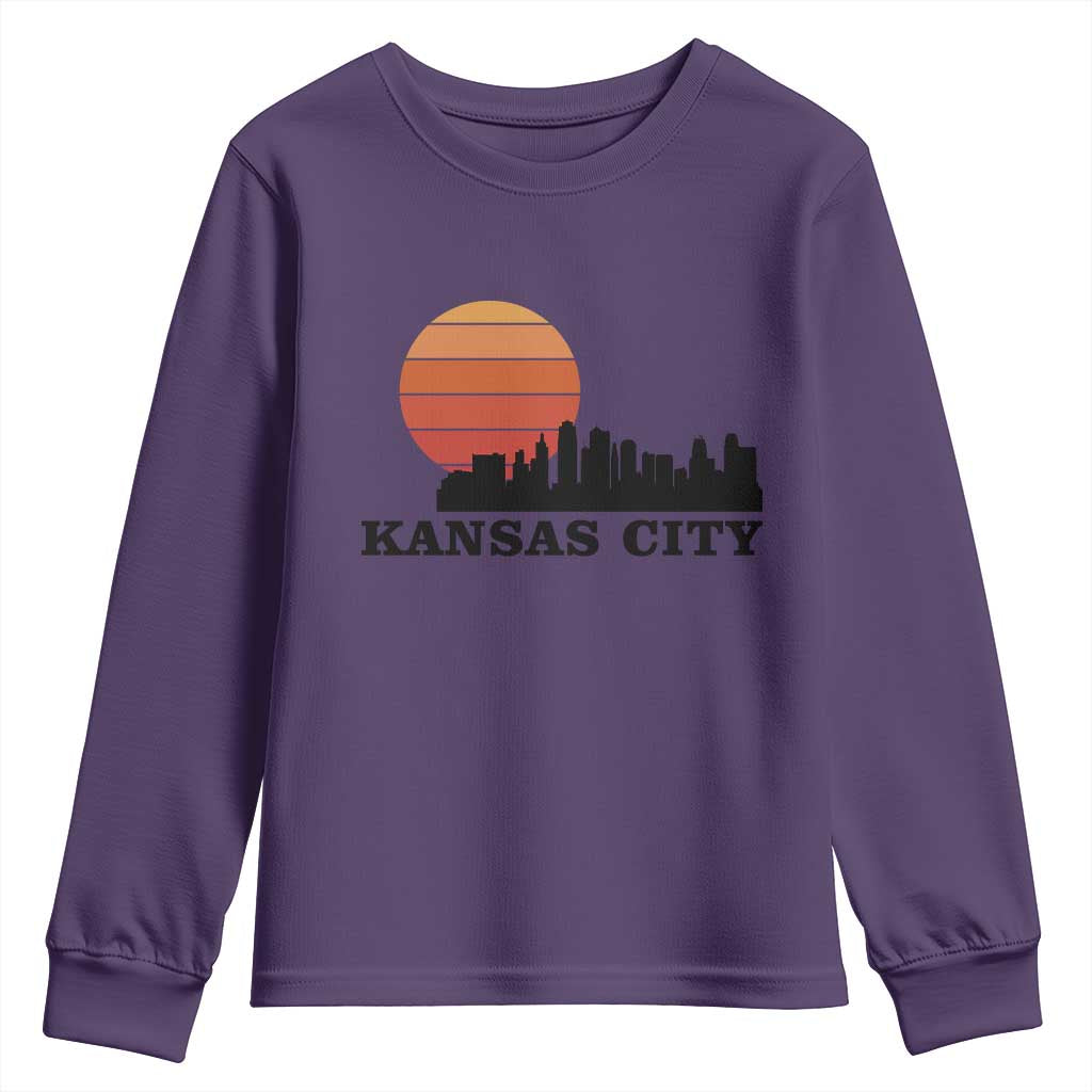 Kansas City Missouri Retro 80s Style Youth Sweatshirt TS14 Purple Print Your Wear