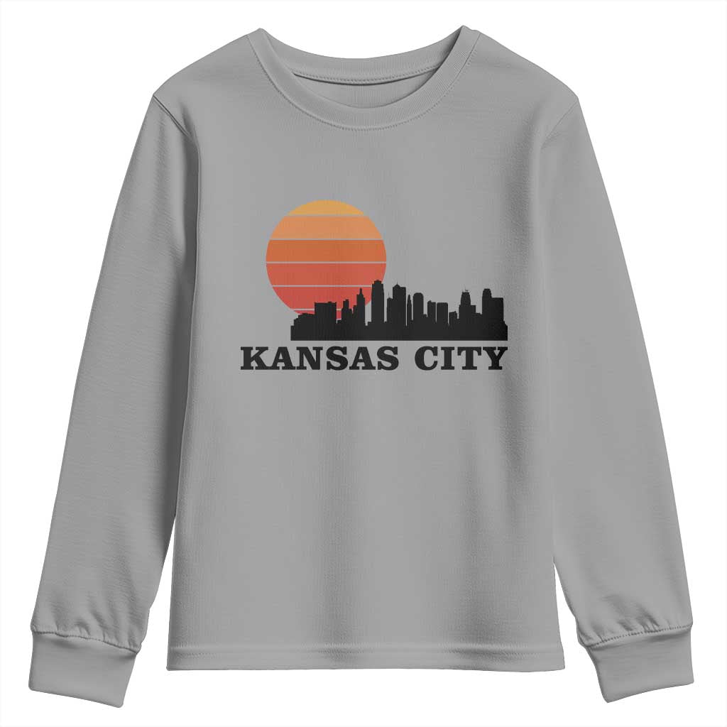 Kansas City Missouri Retro 80s Style Youth Sweatshirt TS14 Sport Gray Print Your Wear