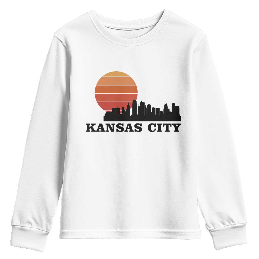 Kansas City Missouri Retro 80s Style Youth Sweatshirt TS14 White Print Your Wear